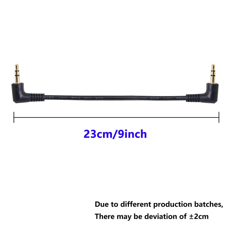 SinLoon 3.5mm Stereo Audio Cable, (2-Pack) Gold Plated 90 Degree Right & Left Angled 3.5mm Male to Male Stereo Audio Cable for Smartphones, Tablets, Media Players(3-P,9inch) - Image 3